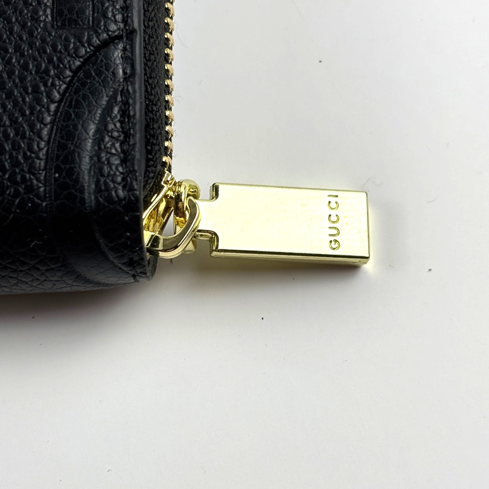 Gucci Zip Around Wallet Unisex OS Black GG Embossed Leather - Picture 10 of 11